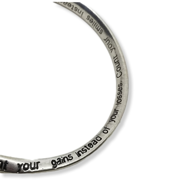 SILVERPLATED "COUNT YOUR BLESSINGS" ETCHED BANGLE BRACELET - Picture 3 of 3